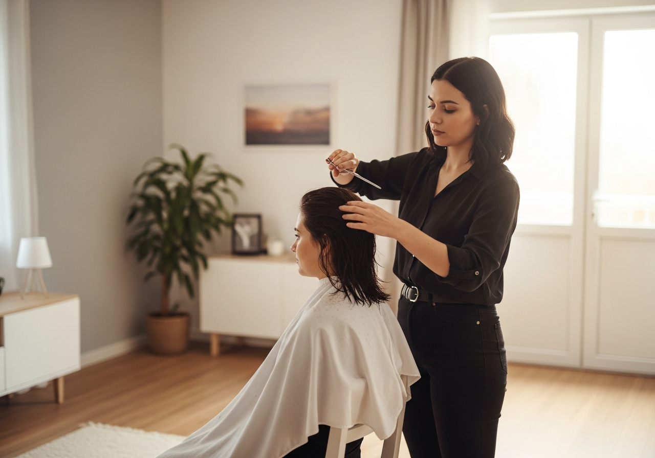 Professional hairdresser at work in a modern salon